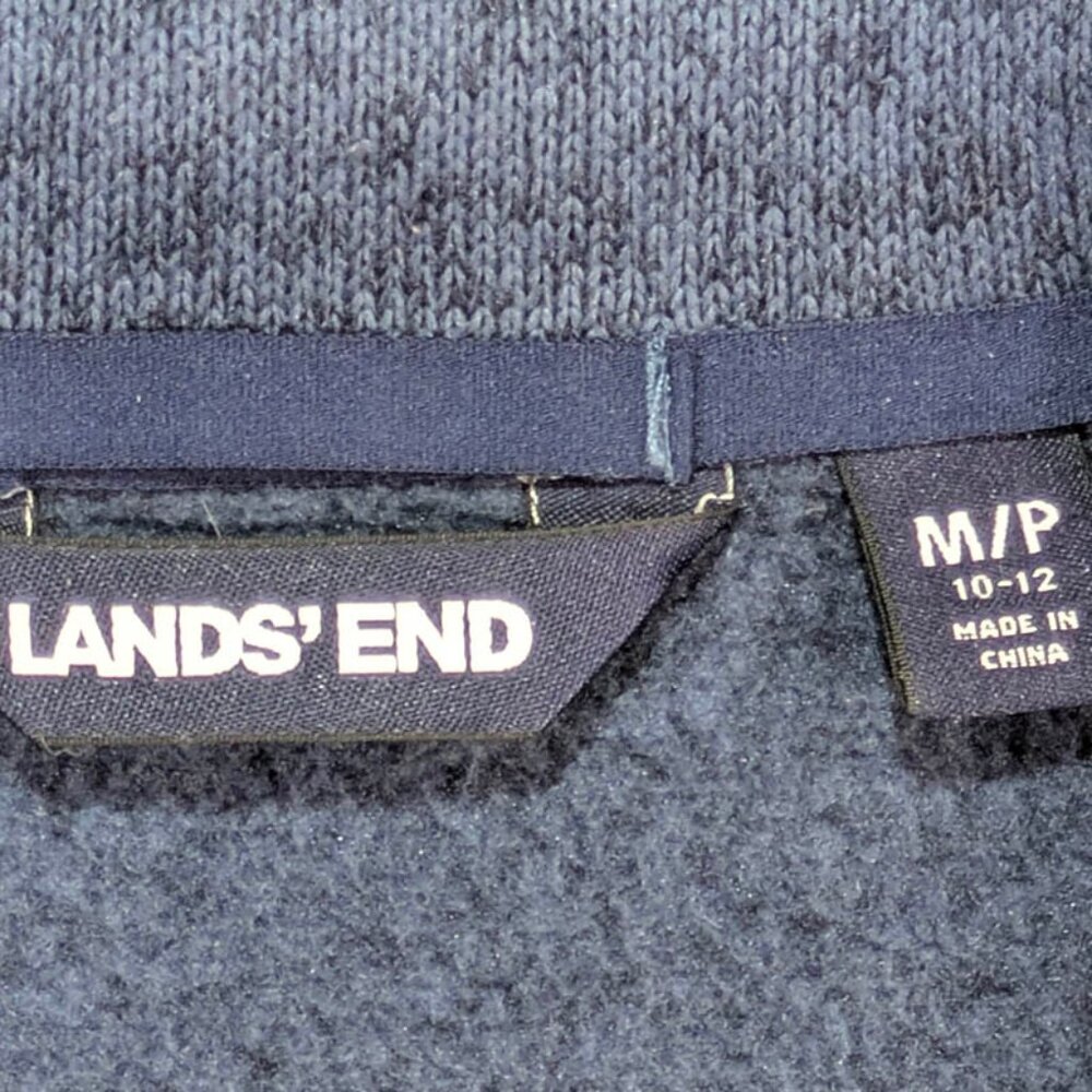 Lands' End Full Zip Womens M Blue Gorpcore Athleisure Preppy Transitional Fleece - Picture 8 of 10